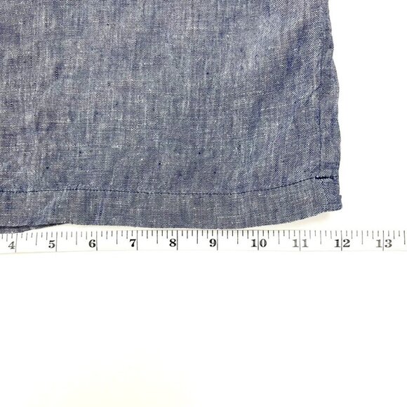 St. Tropez West Jumpsuit Women's 12 Blue Chambray 100% Linen Wide Leg Belted - Picture 13 of 16